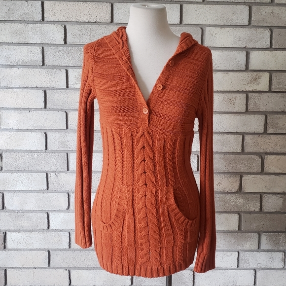 ArizonaJeanCo (S/Ch) Burnt Orange Hooded Sweater - Picture 1 of 4